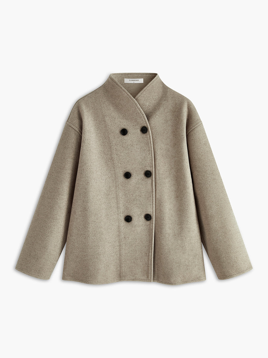 Manteau Femme Élégant Détachable Taupe Chic