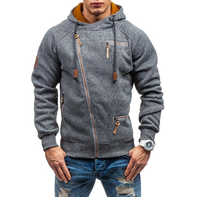 Blouson à capuche zippé noir pour homme