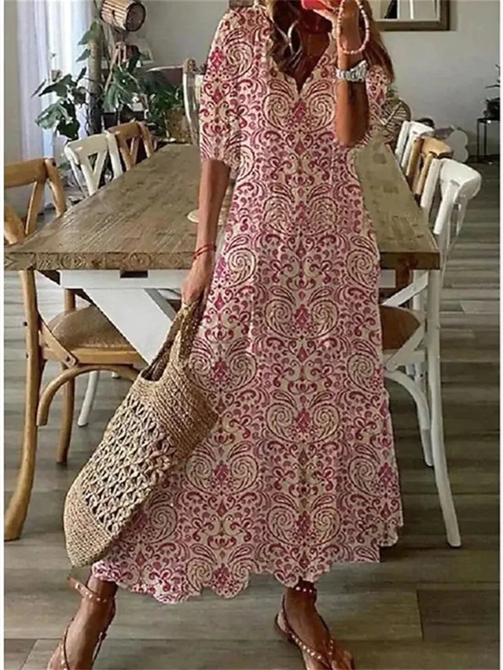 Robe Élégante en Soie Fleuri pour Femme