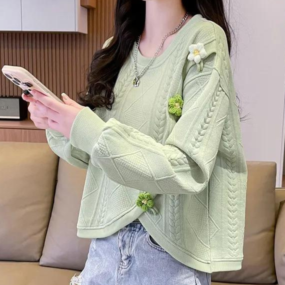 HESTIA - Pull à Fleurs Texturé Élégant pour Femmes