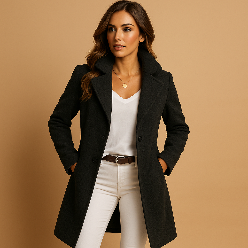 Manteau Femme Charcoal Élégant à Col Montant
