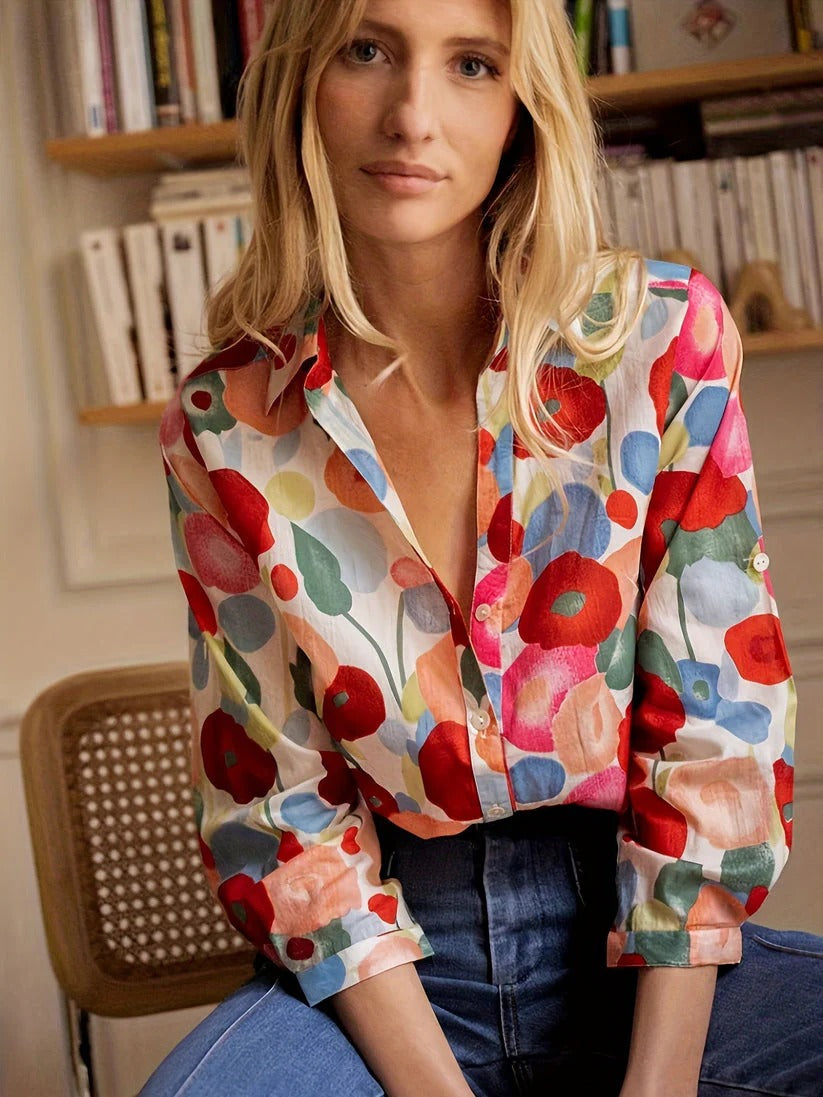 Blouse Été Fleuri Boutons pour Femmes - LuxeStyle