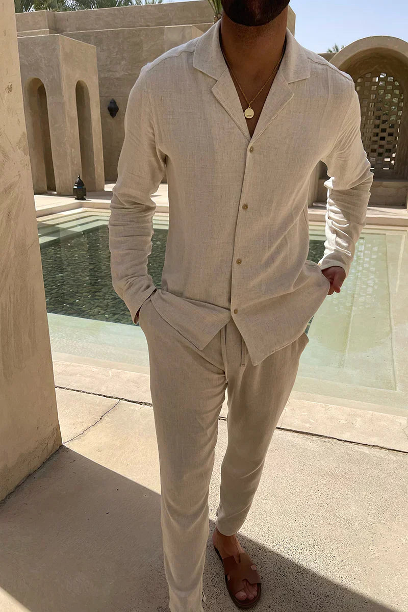 Chemise Lin Naturelle Homme avec Pantalon Coordonné - LuxeStyle