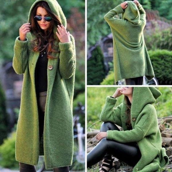 Manteau femme épais doux avec capuche et boutons beige