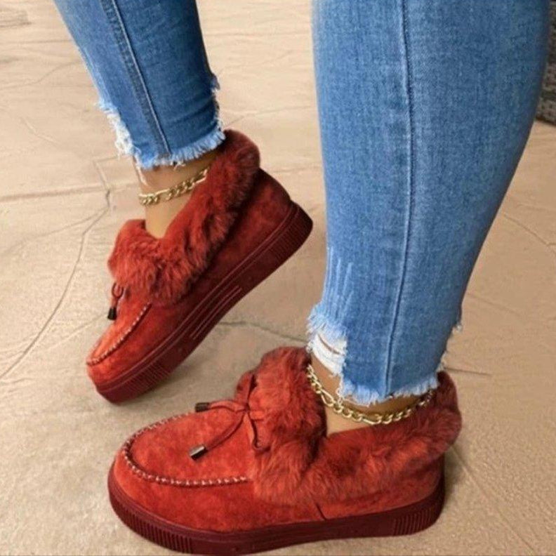 Chaussons Hiver Femmes Confort - Suédine Douce avec Doublure Fausse Fourrure & Semelle Grip