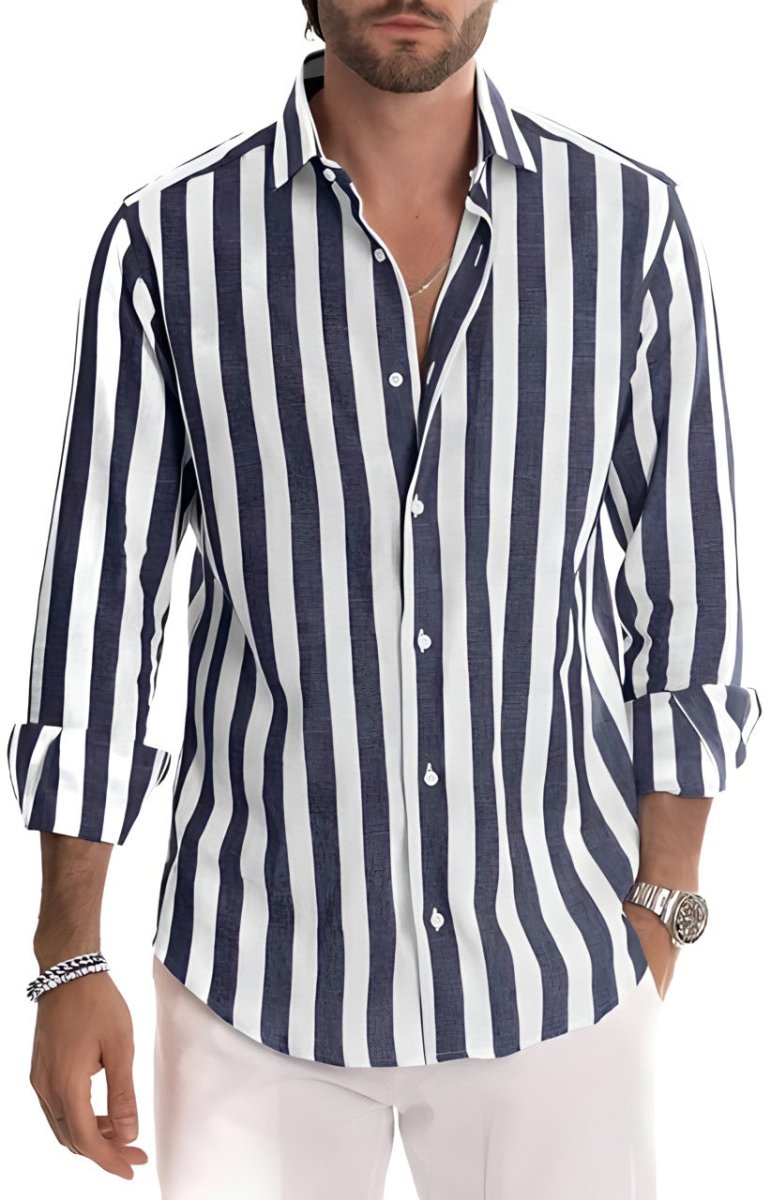 Chemise homme à rayures élégante | Manches longues