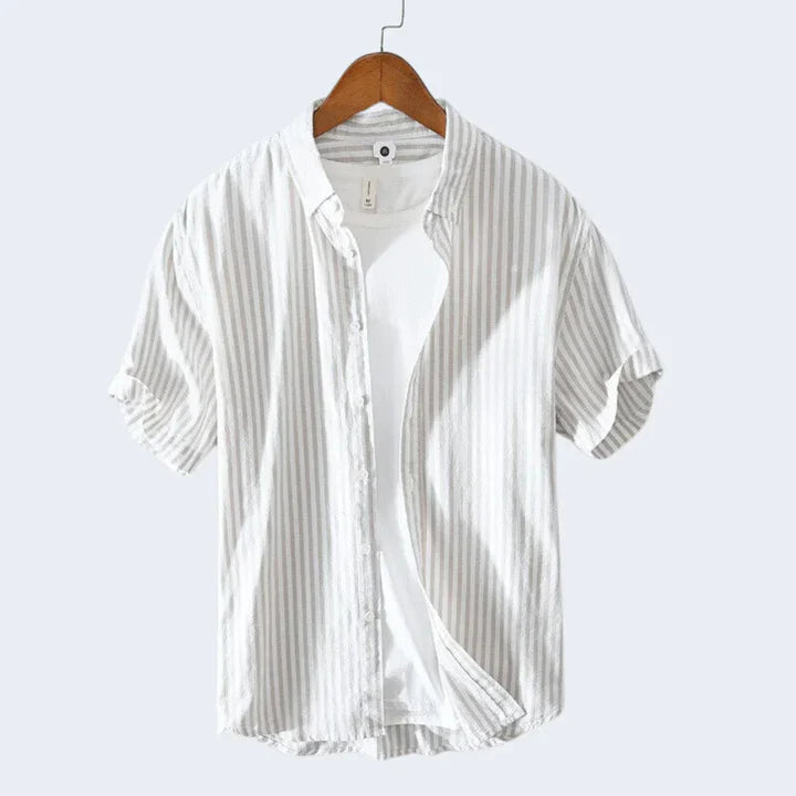 Chemise Homme Élégante Manches Courtes Boutons Nacrés
