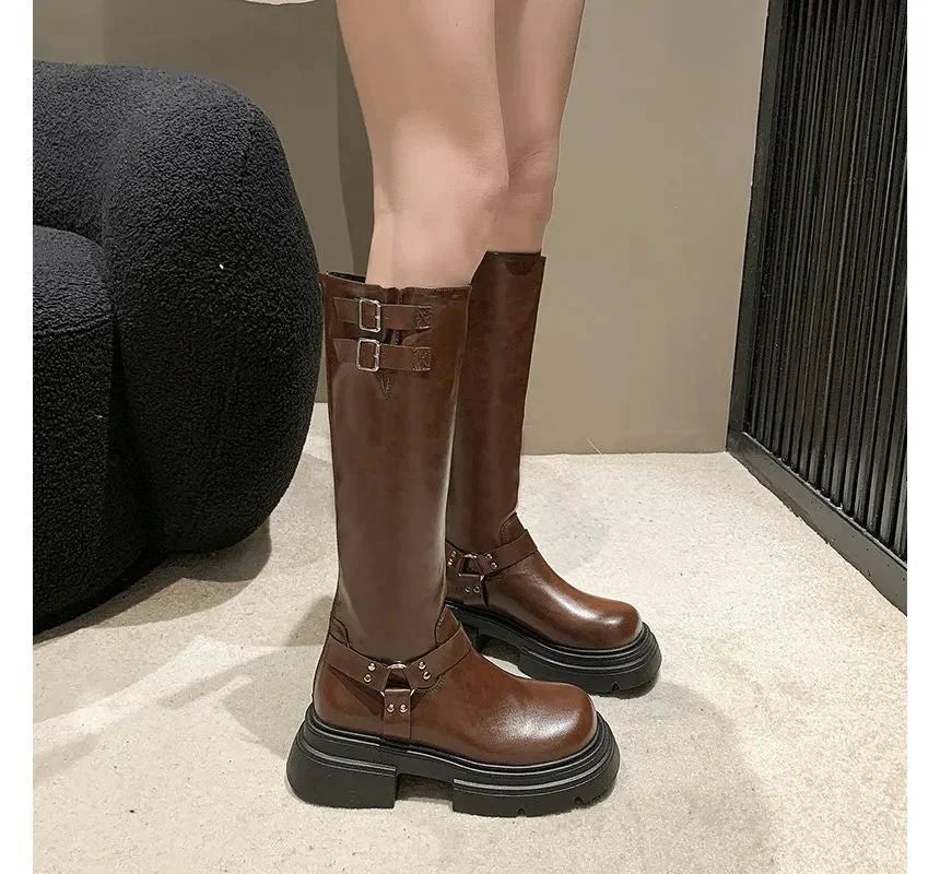 Bottes D'hiver À Boucles | Talons Carrés