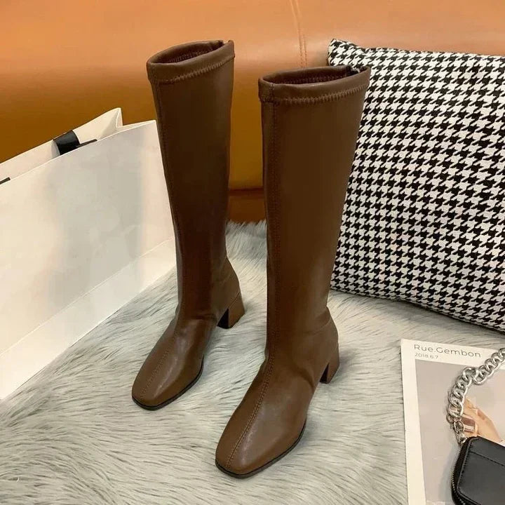 Bottes Féminines Hautes À Talon Épais