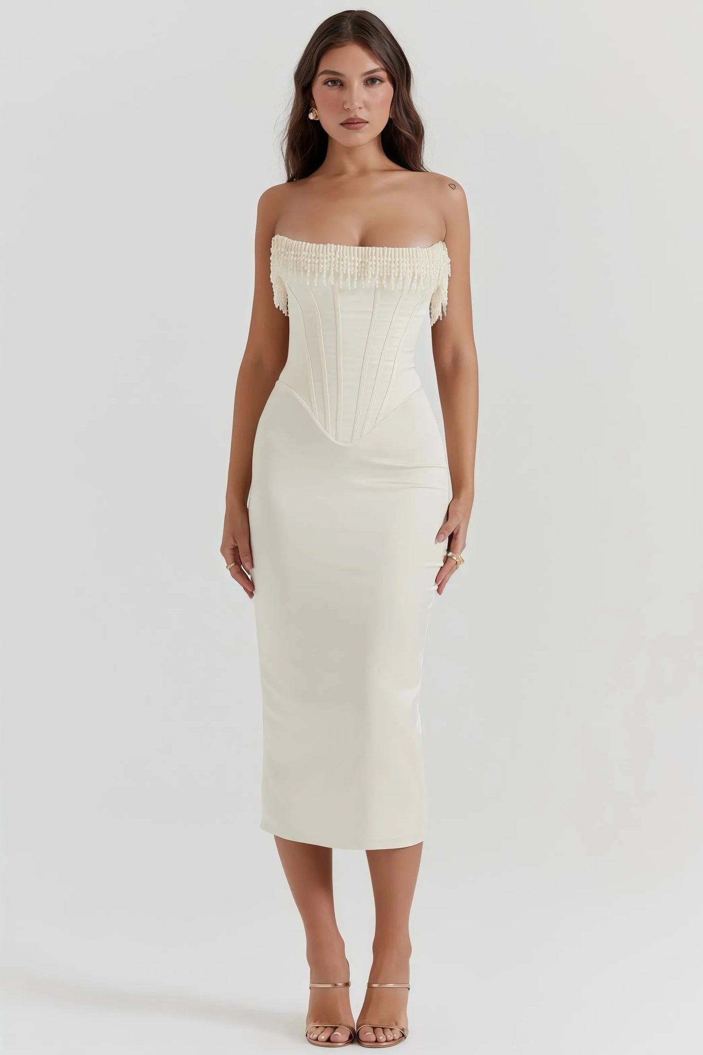 Robe Été Élégante Sans Manches Beige pour Femme - LuxeStyle