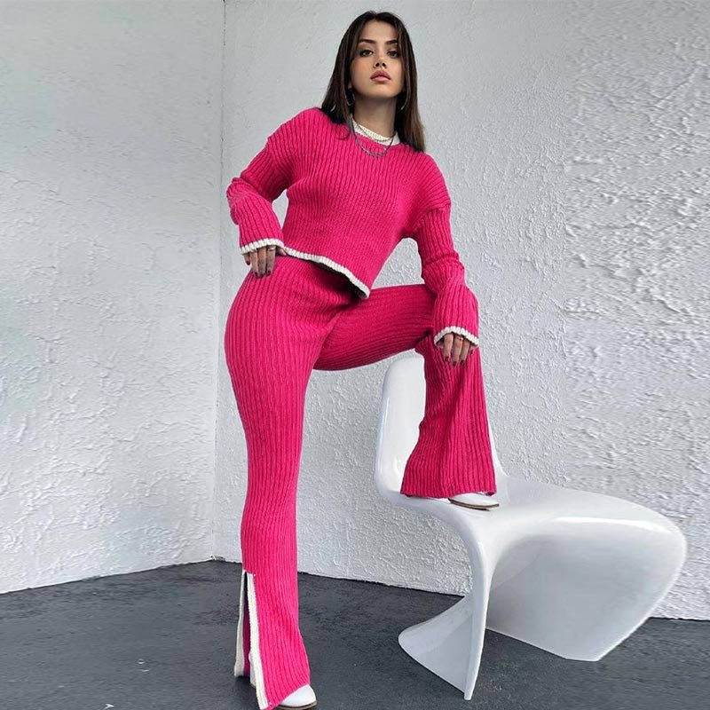 Ensemble Deux Pièces Femme Élégant : Top Court et Pantalon Slim