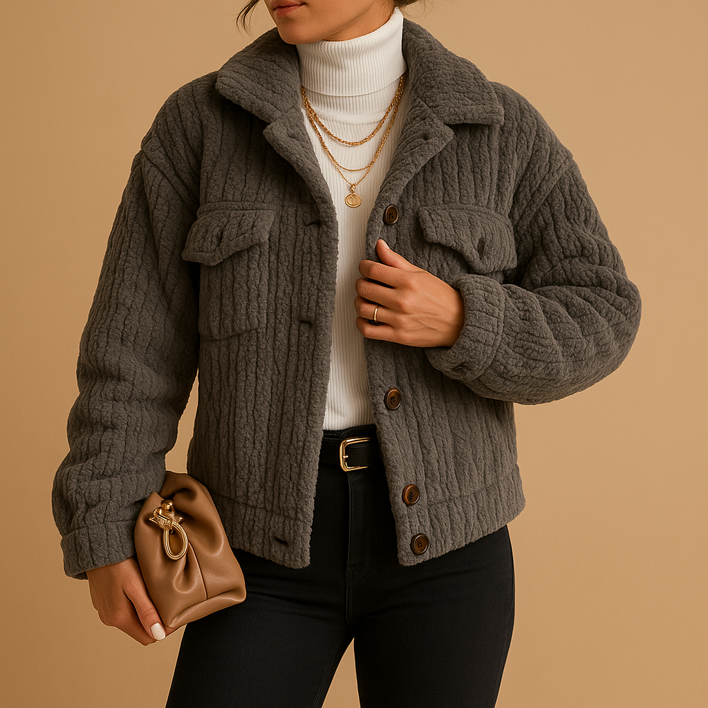 Veste Femme Hiver Douillette - Manteau Trucker Élégant avec Faux Fourrure et Intérieur Chauffant
