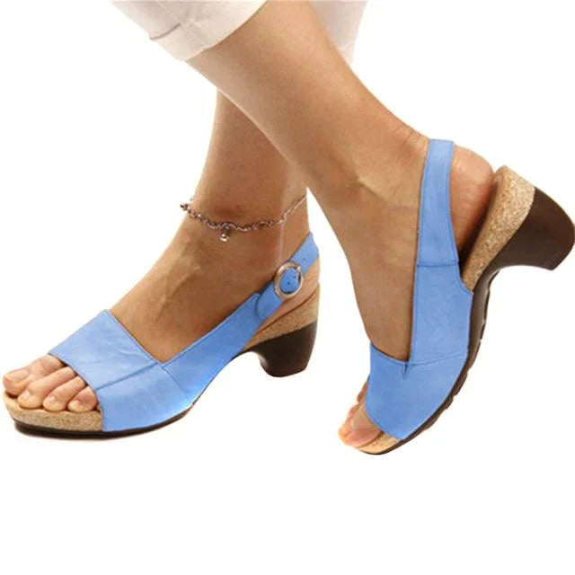 Sandales Slingback Élégantes pour Femme - Talon Haut Confortable pour Travail et Plage
