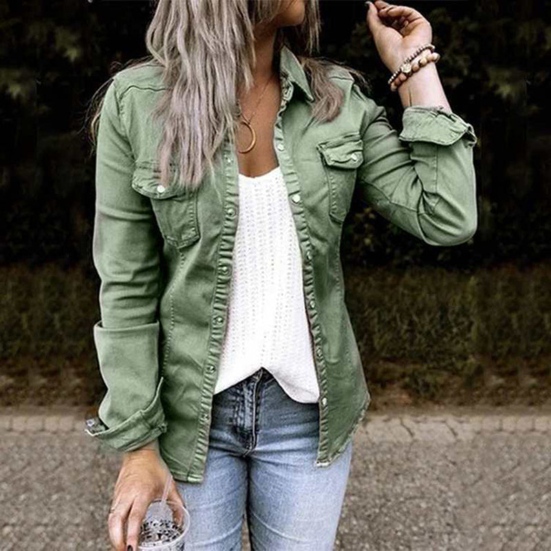 Chemise décontractée femme manches longues beige