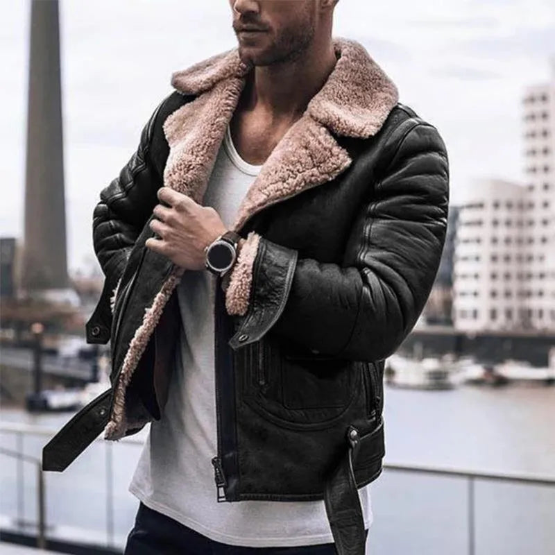 Blouson Cuir Rouge Élégant pour Homme