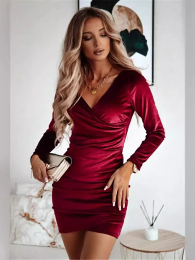 ÉléganceChic™ – Robe Femme À Col V Flatteuse Élégante Pour Soirées