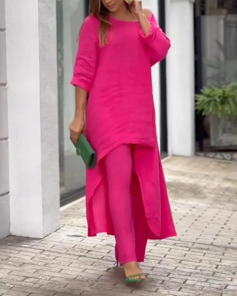 Ensemble Femme Chic - Tunique Legère & Pantalon Tailleur