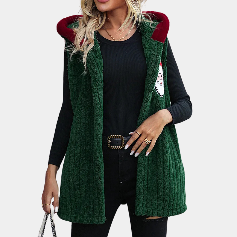 HAZELLE - Gilet de Noël à Capuche Moderne pour Femmes