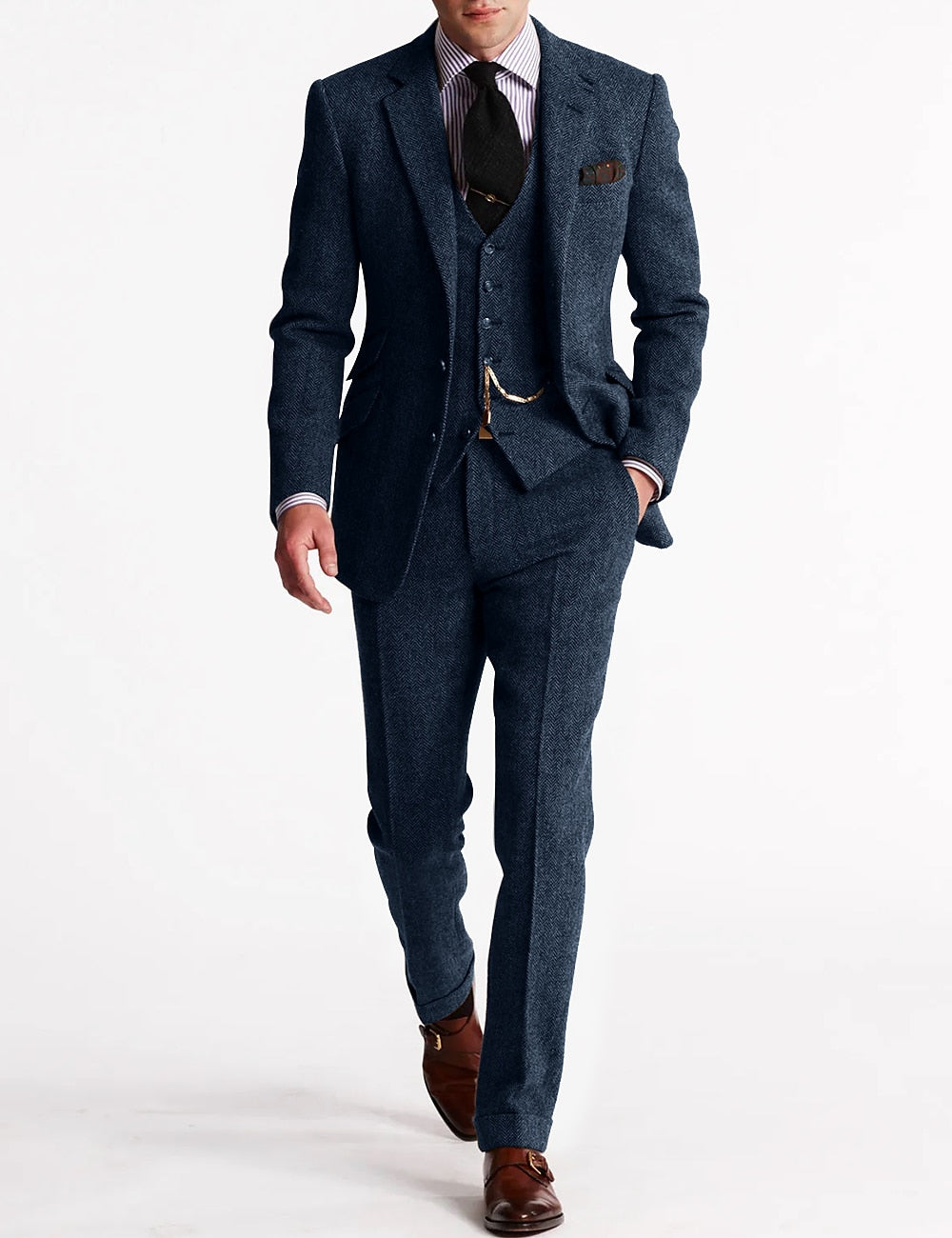 Costume Homme Classique Brun Trois Pièces