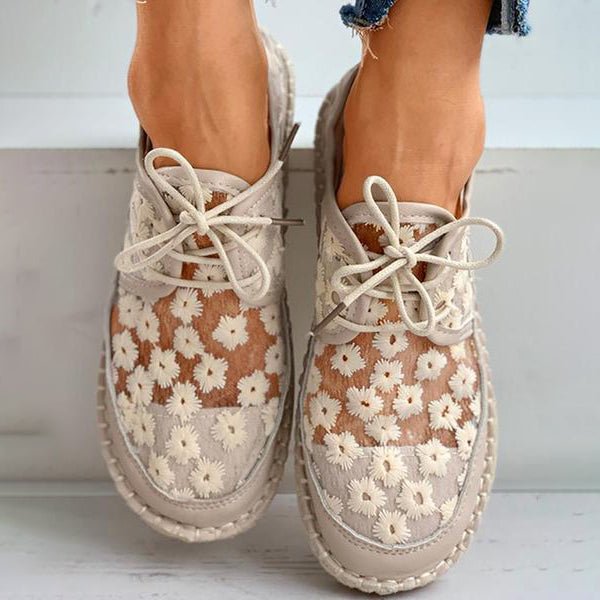 Chaussures Femmes Mocassins Décontractés Floral & Semelle Solide