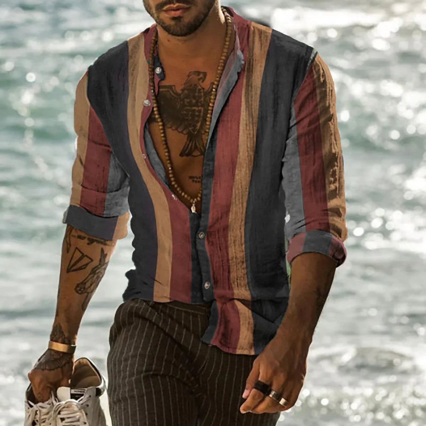 Chemise rayée couleur vive pour homme