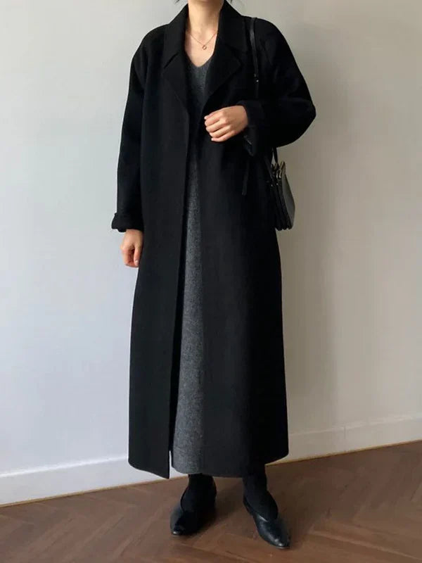 Manteau Femme Hiver Laine Brun Élégant