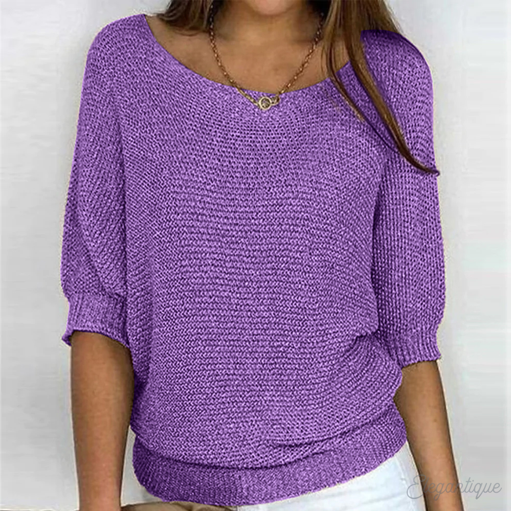 Pull Femme Élégant Manches Courtes Beige