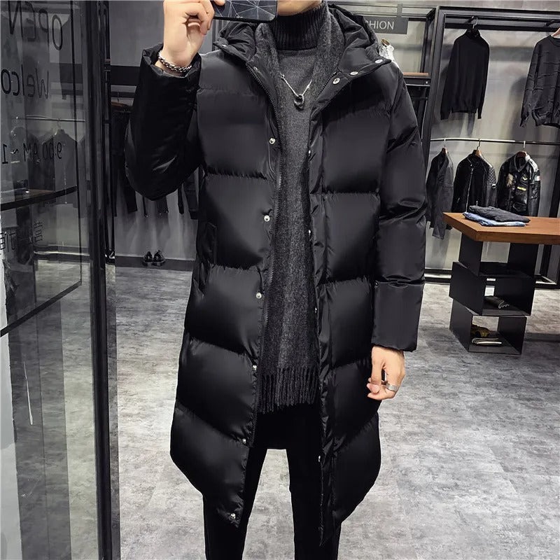Manteau hiver épais parka homme noir capuchonné