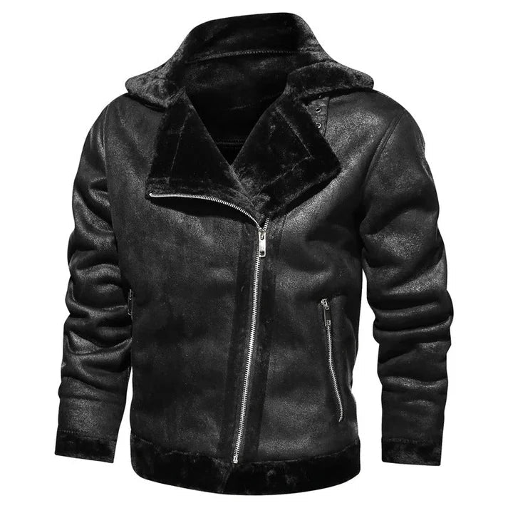 Blouson Cuir Brun Doublé Fourrure Homme