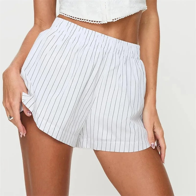 Short Décontracté Rayures Marine pour Dames