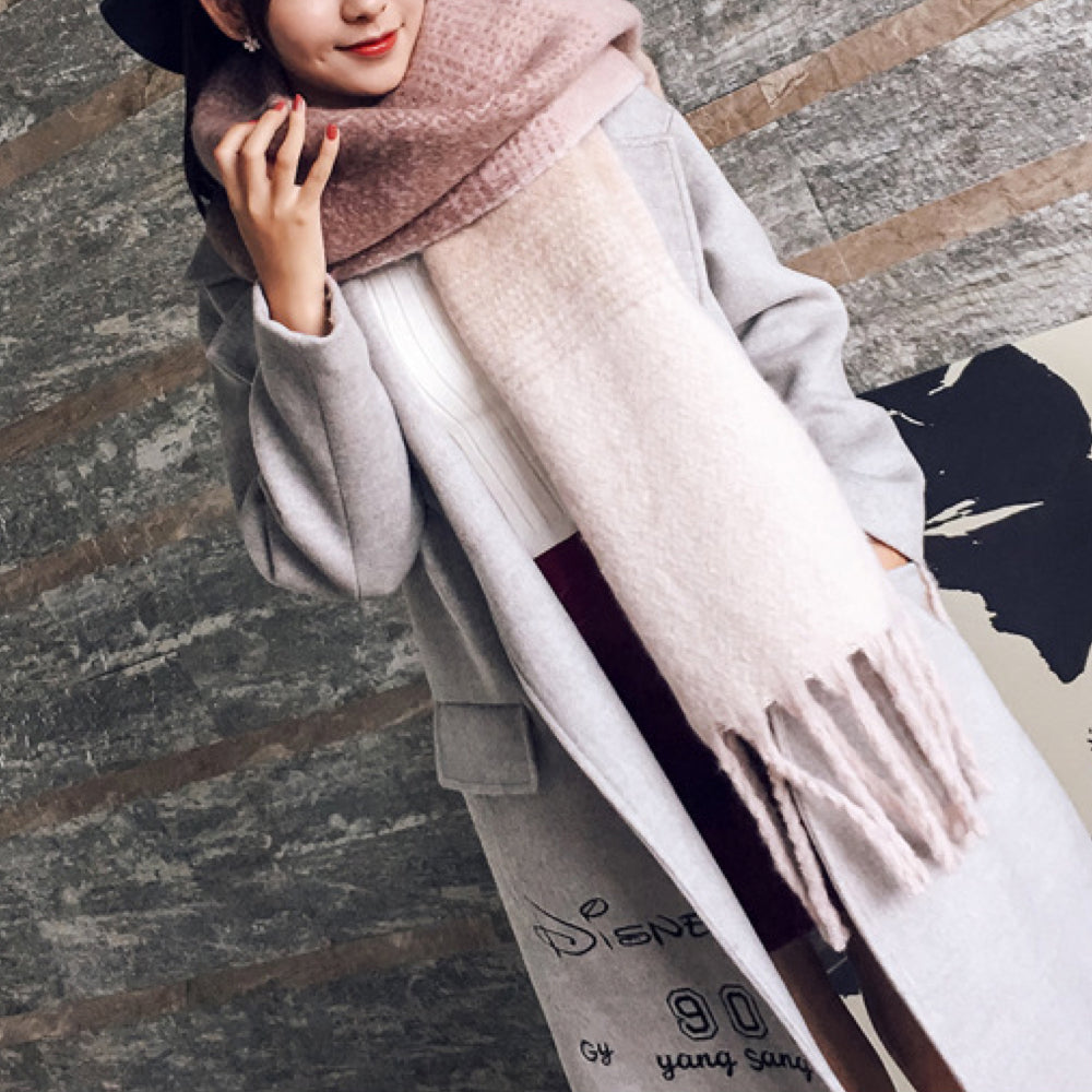 Écharpe en Laine aux Carreaux Colorés pour Femme Hiver