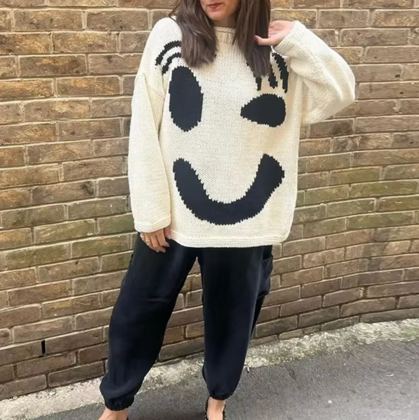 Sweat Femme Décontracté – Pull en Coton Douillet avec Imprimé Joyeux