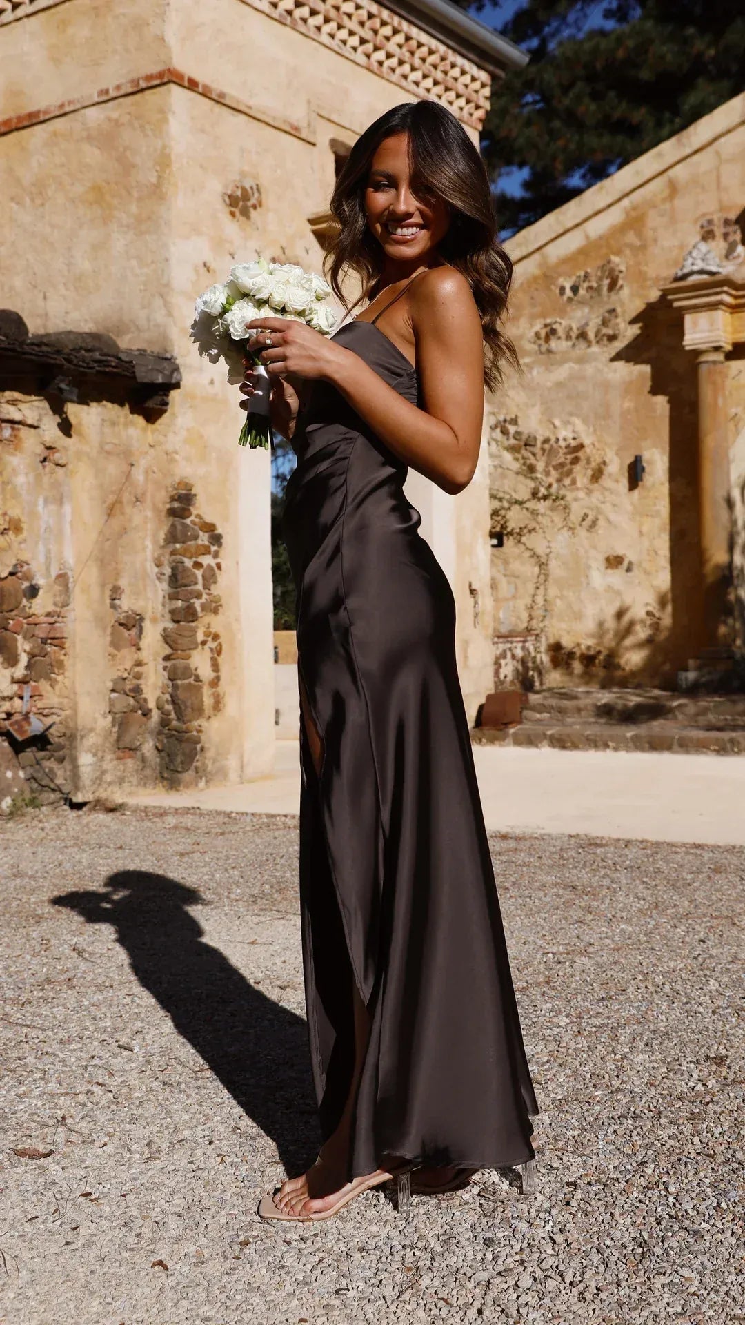 Robe de Soirée Élégante pour Femme avec Fente et Bretelles Délicates