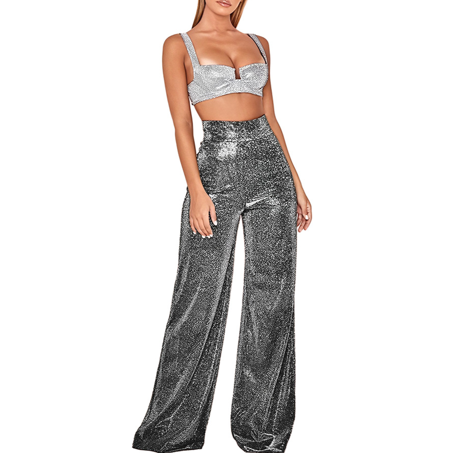 Pantalon Féminin Élégant à Taille Élevée pour Femme