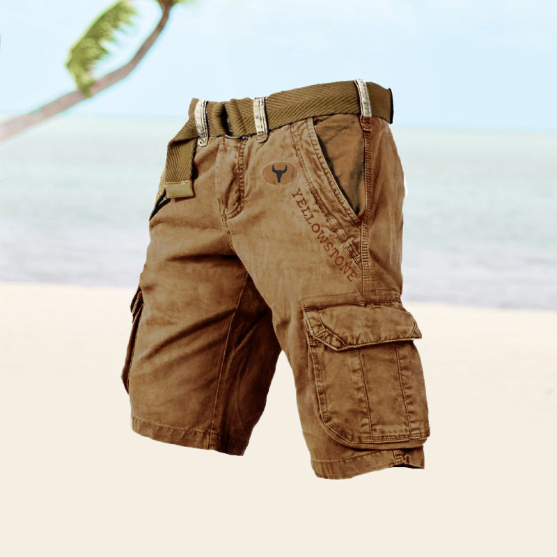 Pantalon cargo court homme gris ajustable