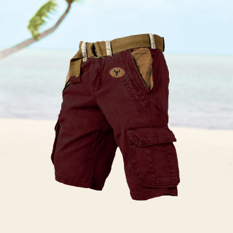 Pantalon cargo court homme gris ajustable