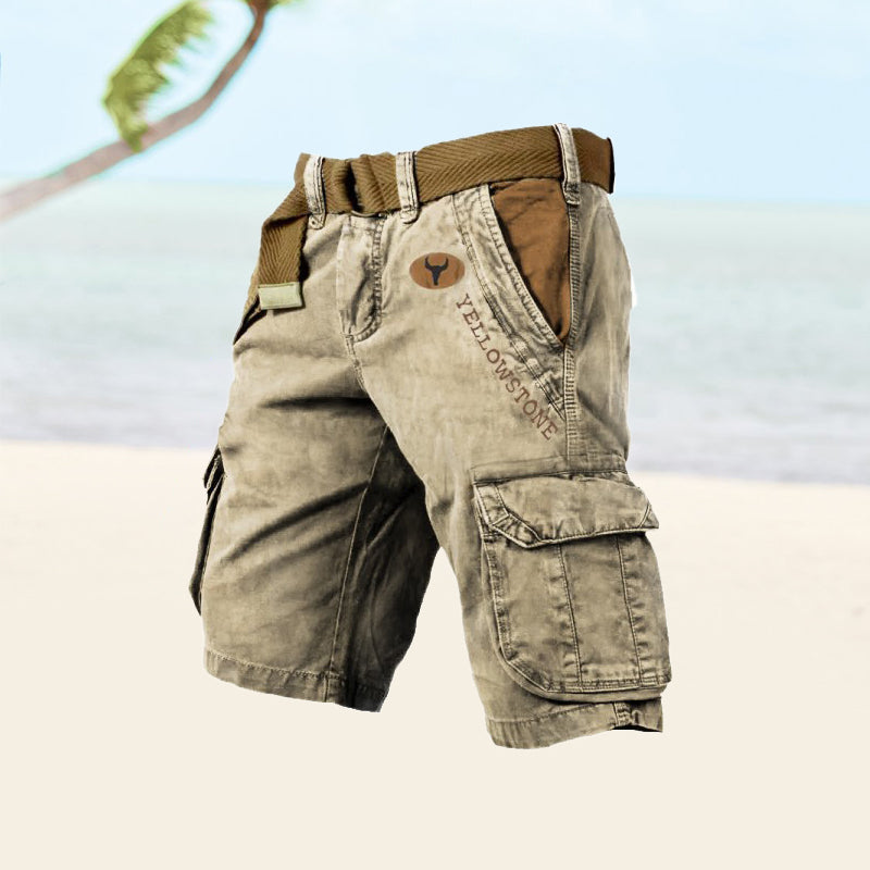 Pantalon cargo court homme gris ajustable