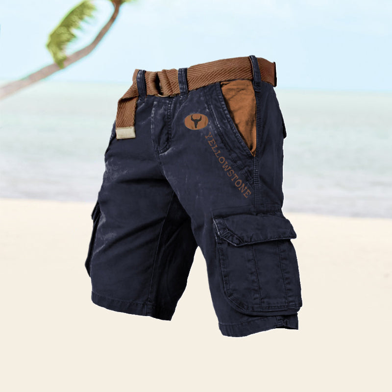 Pantalon cargo court homme gris ajustable