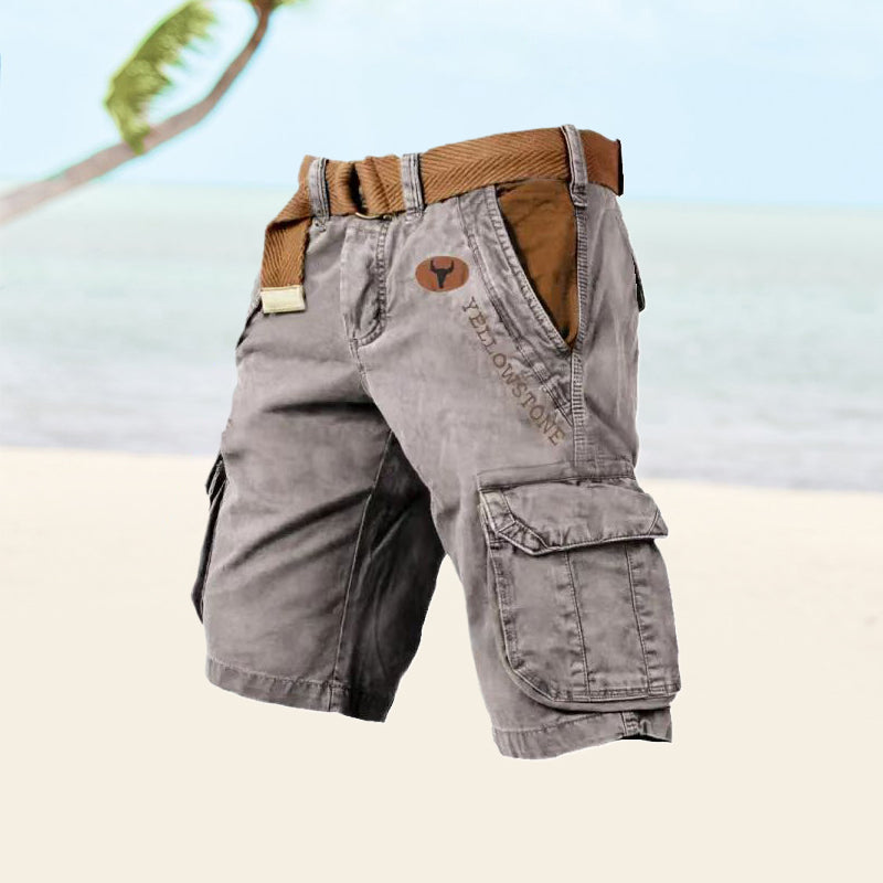 Pantalon cargo court homme gris ajustable - LuxeStyle