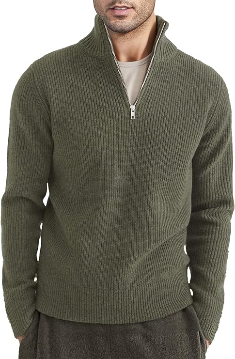 Pull Homme Élégant Italien – Col Zip Décontracté & Chic - LuxeStyle