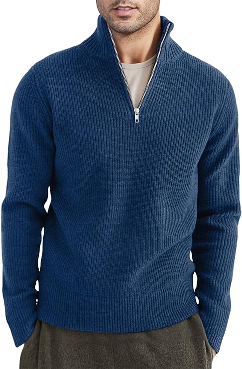 Pull Homme Élégant Italien – Col Zip Décontracté & Chic