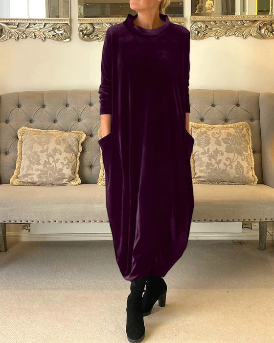 Robe Femme Élégante Velours Bordeaux