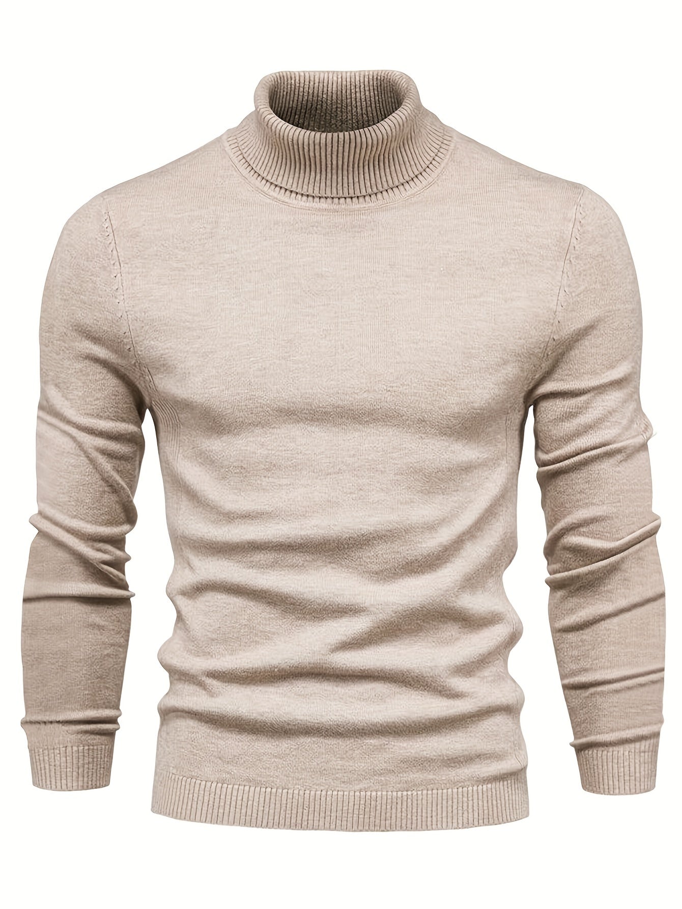 Pull Homme Col Roulé Slim Gris Cachemire