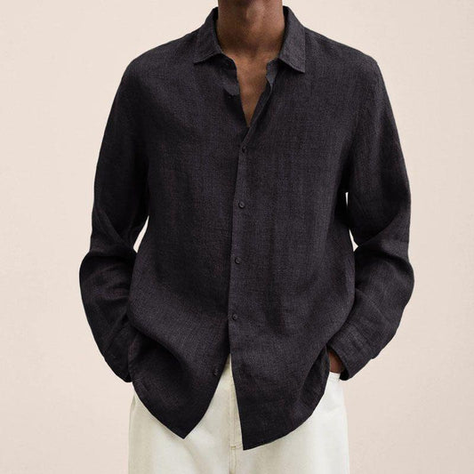 Chemise Homme Lin Fraîche Manches Longues - LuxeStyle