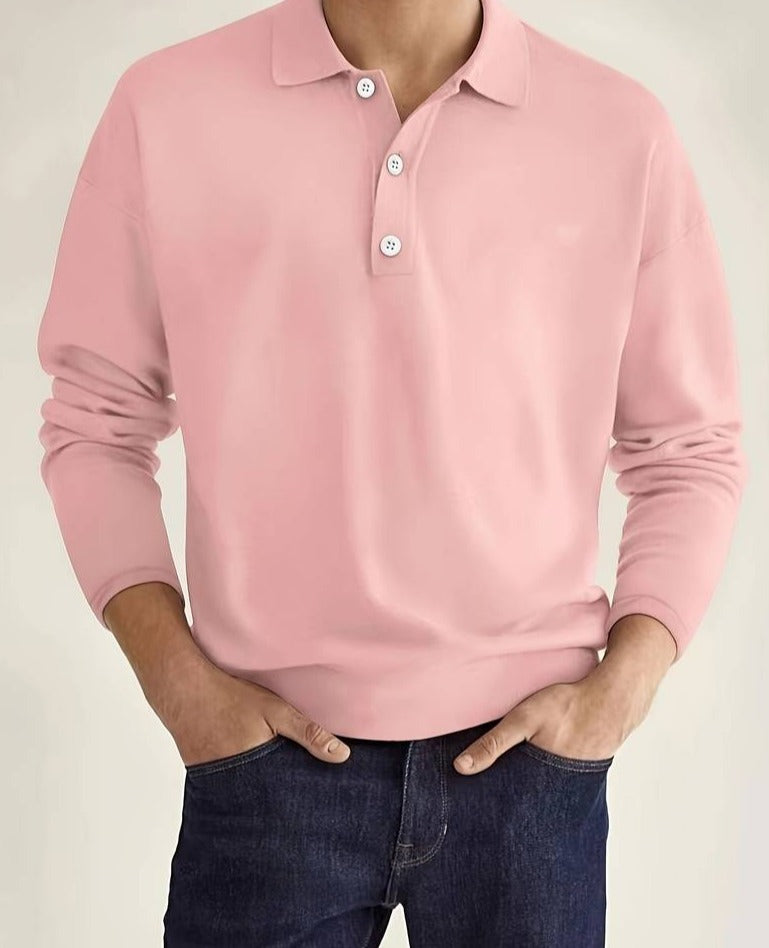 Chemise Polo Homme Classique Manches Longues Noir Élégant