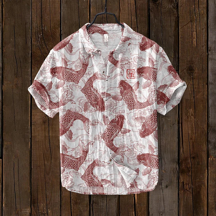 Chemise Homme Relaxe Poissons Boutonnée