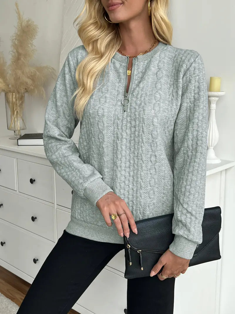 Pull Femme Élégant Hiver – Sweat Chic Zippé en Cachemire Doux