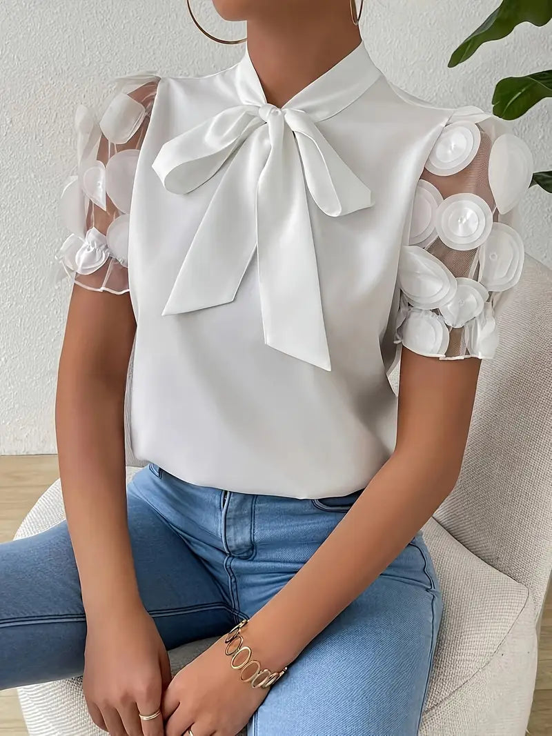 Chemisier femme chic à manches courtes col V décontracté