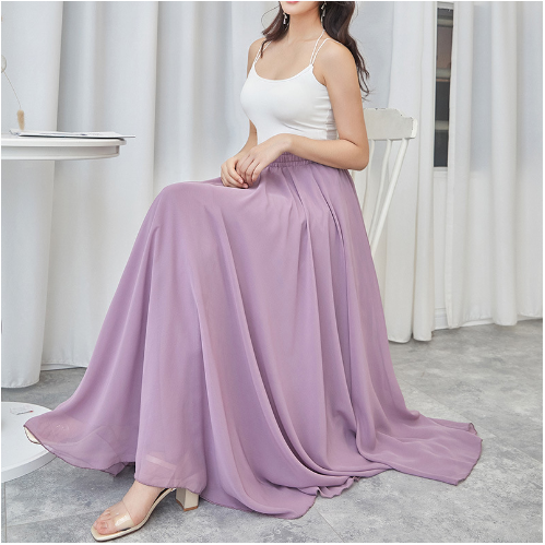 Jupe maxi soleil en voile léger pour femme