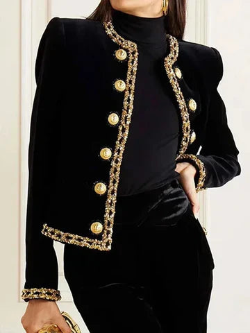 Veste Femme Manches Longues Col Rond pour Printemps - LuxeStyle